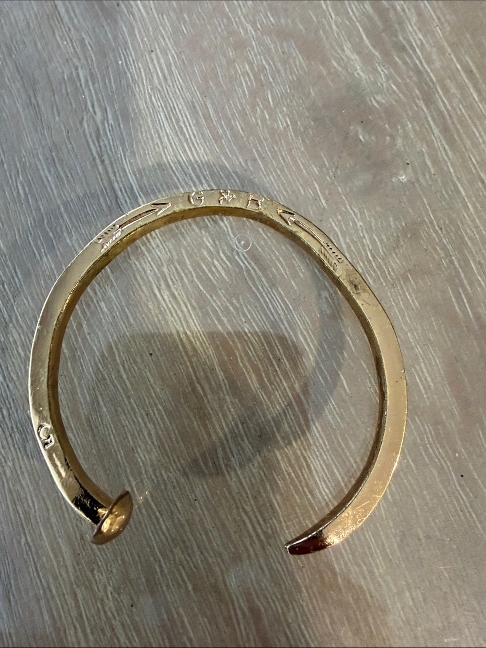 GILES & BROTHER "LE BEAU 5" Gold Tone Railroad Tiny Spike Cuff Bracelet